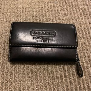 Coach leather compact wallet